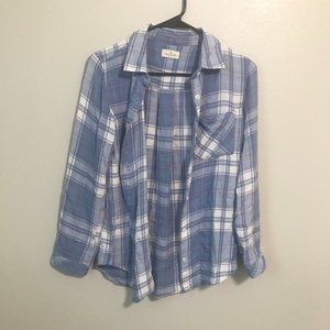 THREAD AND SUPPLY Light Blue and Pink Super Soft Plaid Flannel Size XS